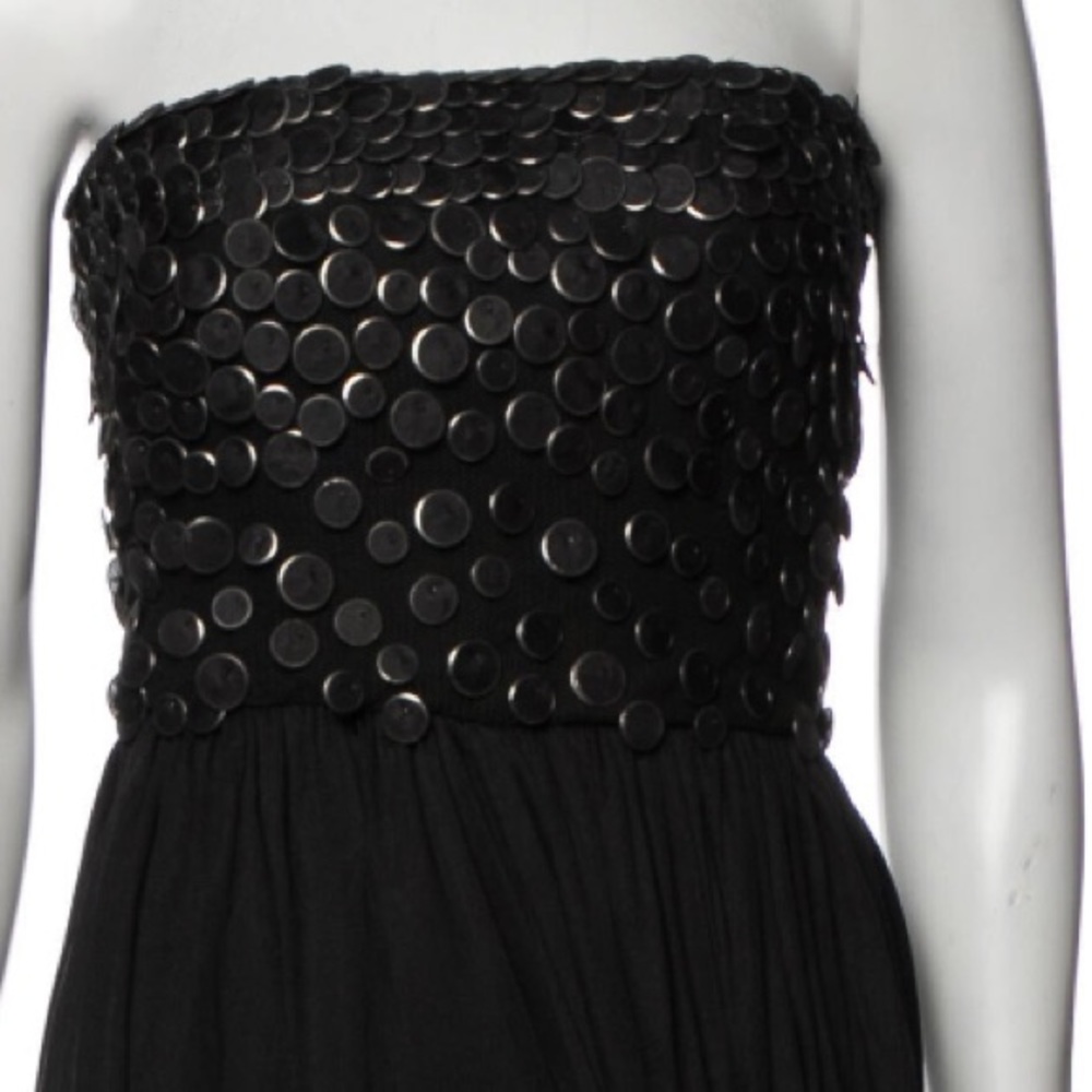 Vintage Malandrino Black Silk Strapless Cocktail Dress Size M